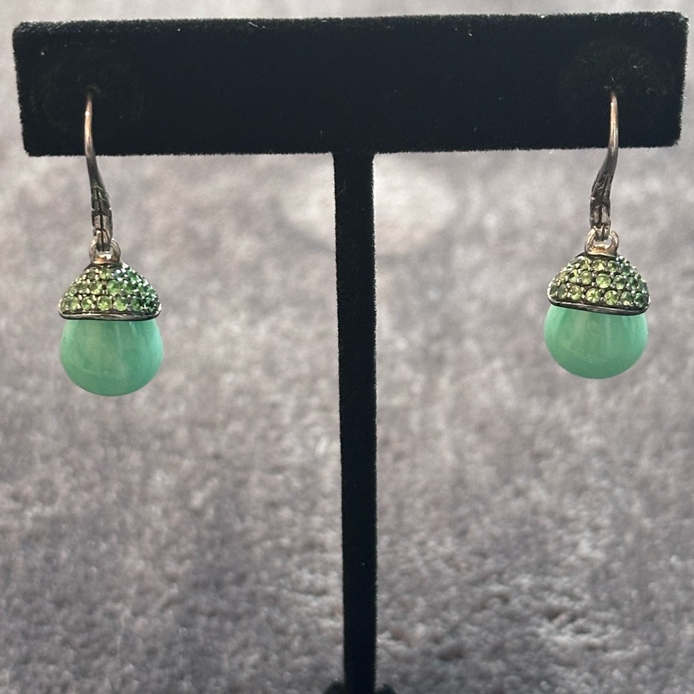 John hardy Jade Tsavorite Silver Drop Earrings